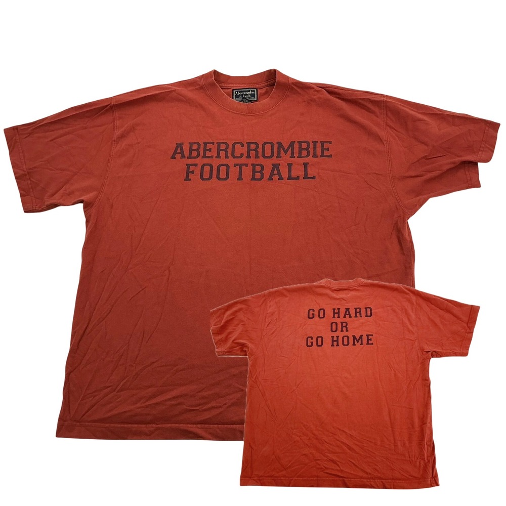 Vintage Abercrombie Football T-Shirt Mens XL Red Cotton Graphic Tee Collegiate